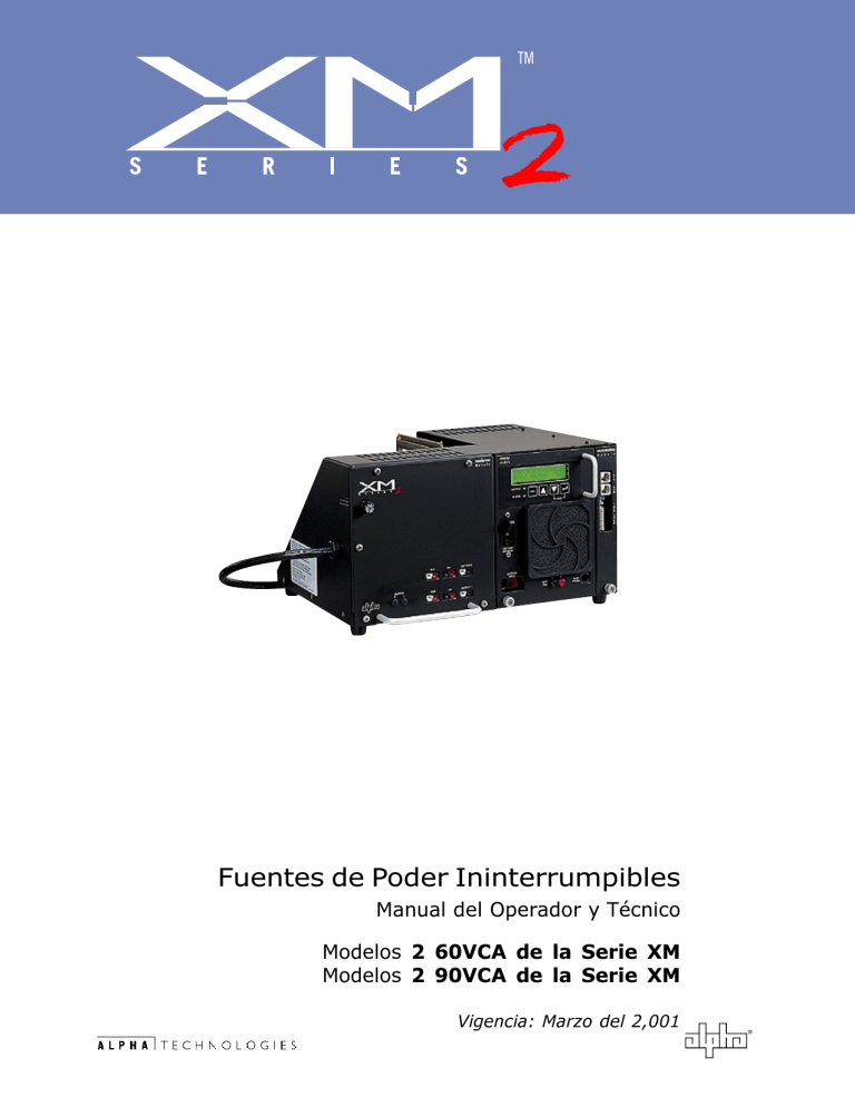 Alpha XM2 CableUPS Series, XM 6012 Series User manual Alpha XM2 CableUPS Series, XM 6012 Series User manual