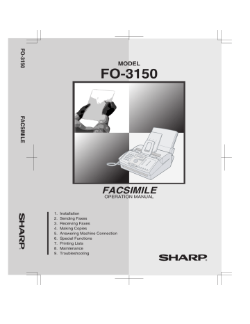 Sending a Fax by Automatic Dialling. Sharp 3150 - FO B/W Laser, FO-3150 | Manualzz