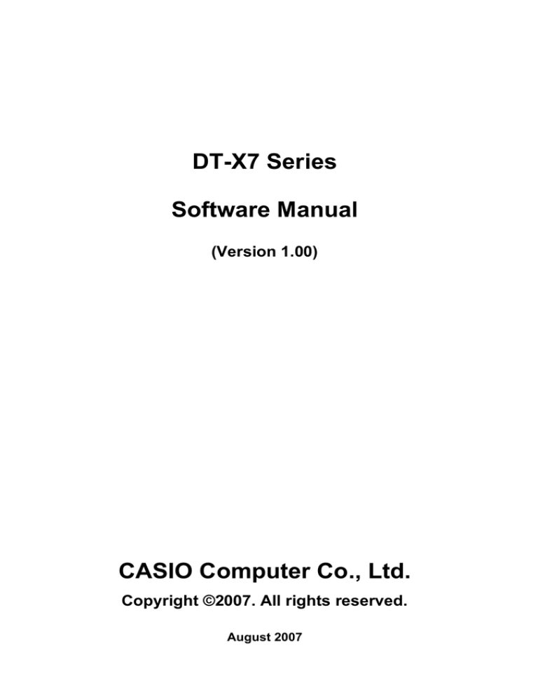 Casio DT-X7 Series Specification Casio DT-X7 Series Specification