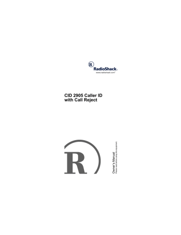 Radio Shack CID 2905 Owner's manual Radio Shack CID 2905 Owner's manual