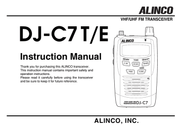 Alinco DJ-C7T, DJ-C7 Instruction manual Alinco DJ-C7T, DJ-C7 Instruction manual