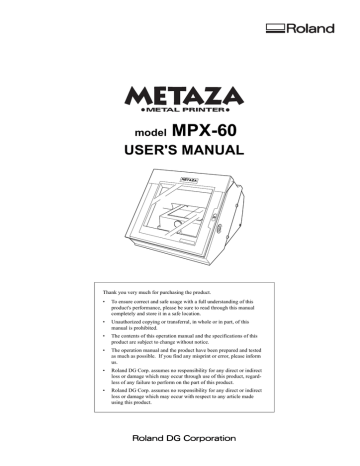 User's manual | Roland MPX-60 User`s manual | Manualzz User's manual | Roland MPX-60 User`s manual | Manualzz