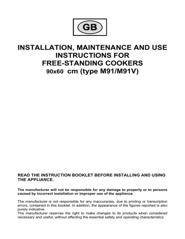 Bertazzoni M91 User manual Bertazzoni M91 User manual