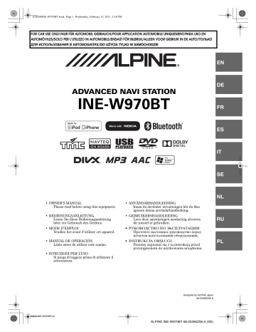 Alpine INE-W970BT User manual Alpine INE-W970BT User manual