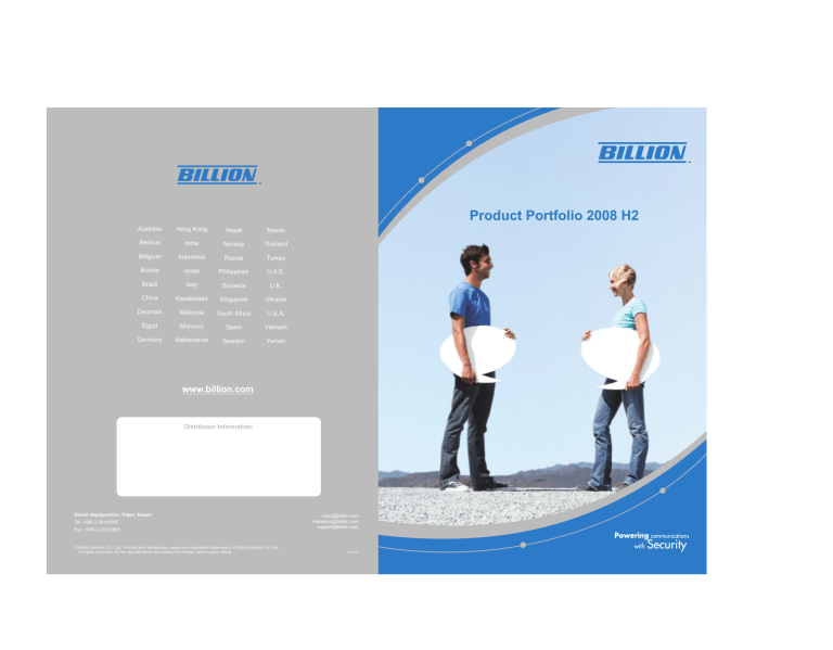 Billion BiPAC 8521 User manual Billion BiPAC 8521 User manual