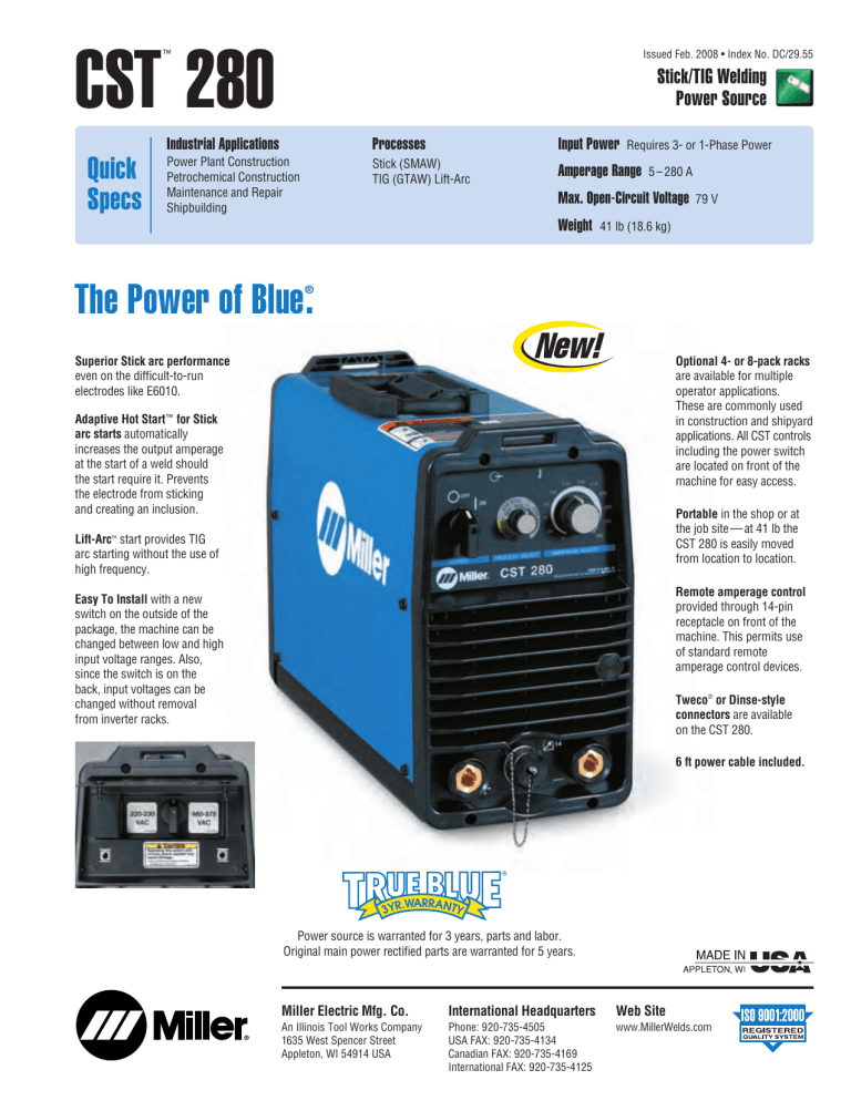 Miller Electric 852 (50 Hz) User manual Miller Electric 852 (50 Hz) User manual