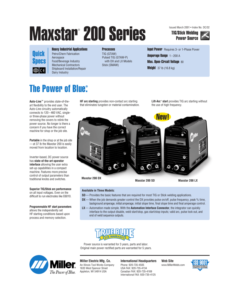 Miller Maxstar 200 LX User manual Miller Maxstar 200 LX User manual