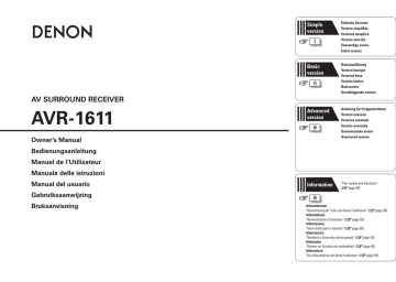 Denon AVR-1611 Owner's manual Denon AVR-1611 Owner's manual
