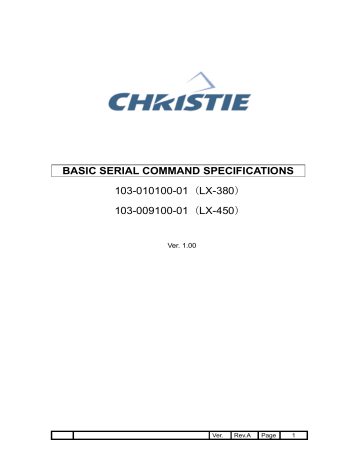Christie 103-010100-01 User manual Christie 103-010100-01 User manual