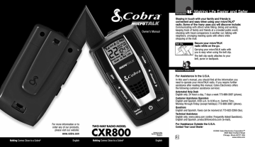 Owner's manual | Cobra CXR800 Owner`s manual | Manualzz