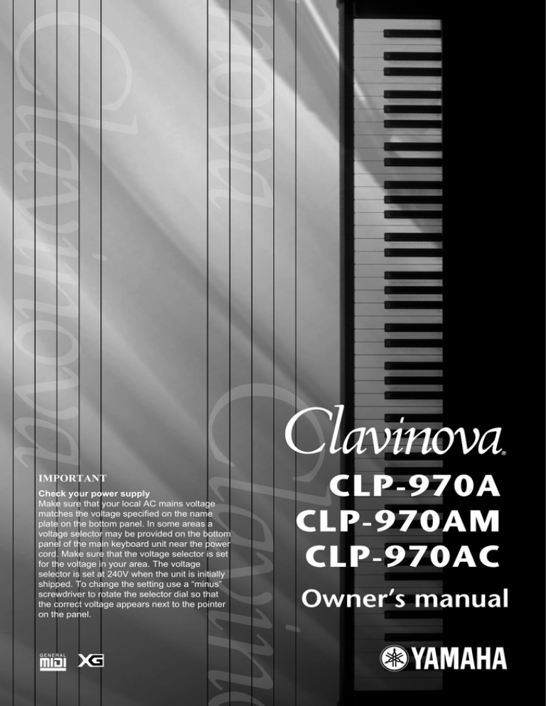 Yamaha 970AM, CLP-970A Owner's manual Yamaha 970AM, CLP-970A Owner's manual