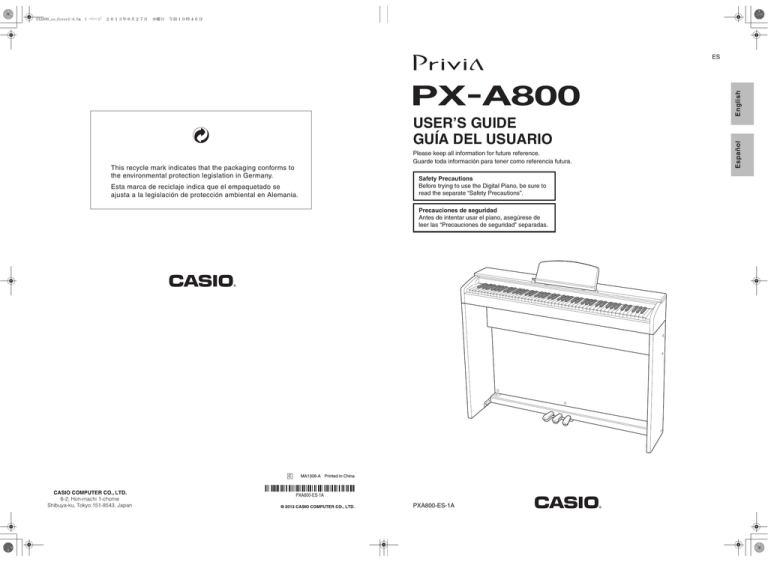 Casio PX-A800 User guide Casio PX-A800 User guide