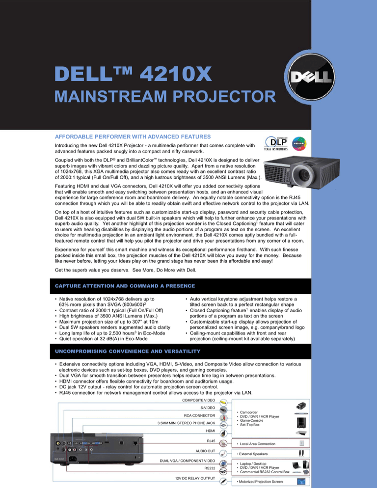 Dell 4210X - XGA DLP Projector User manual Dell 4210X - XGA DLP Projector User manual