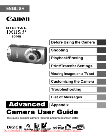 Canon Digital IXUS I7 User guide Canon Digital IXUS I7 User guide