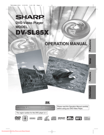 Sharp DV-SL85X Specification Sharp DV-SL85X Specification