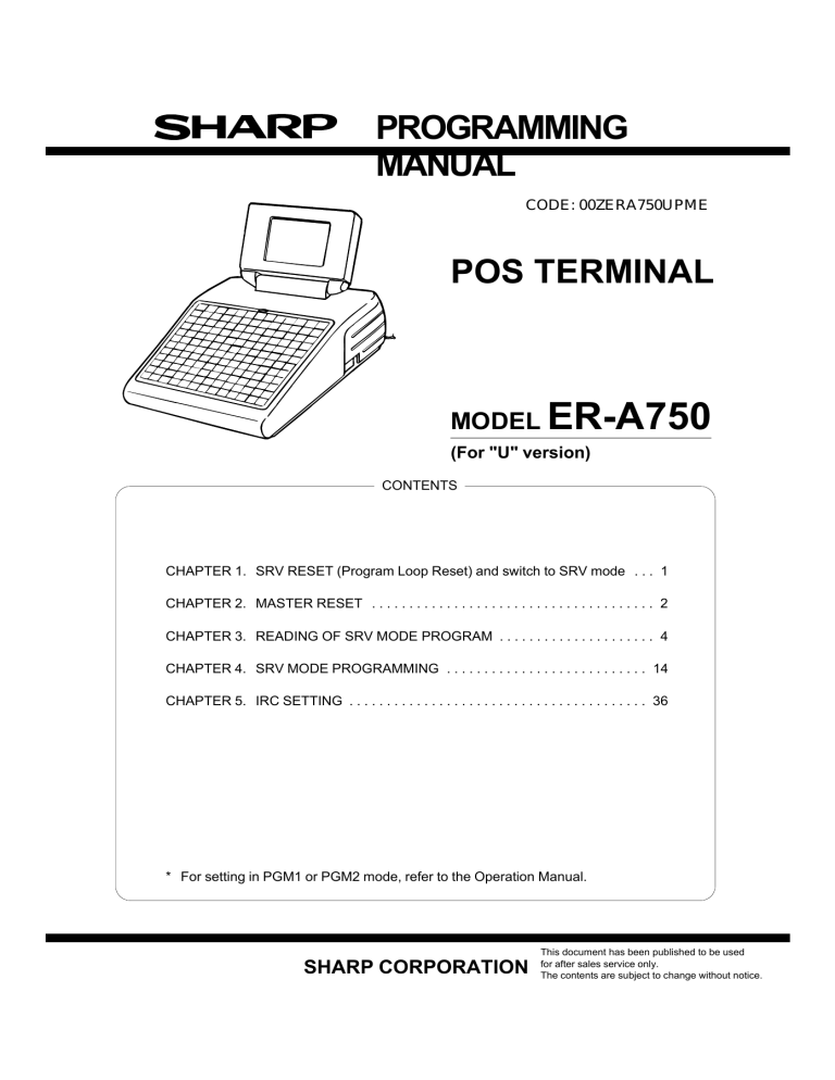 Sharp ER-A750 User manual Sharp ER-A750 User manual