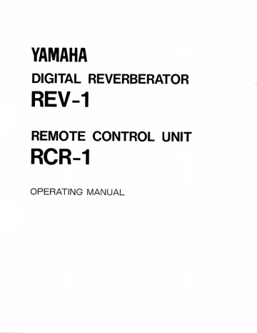 Yamaha S Rev1, RCR-1, REV-1 Owner's manual Yamaha S Rev1, RCR-1, REV-1 Owner's manual
