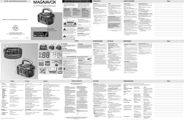 Magnavox AZ1100 - Single Deck Operating instructions Magnavox AZ1100 - Single Deck Operating instructions