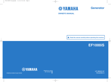 Yamaha EF1000iS Owner's manual Yamaha EF1000iS Owner's manual