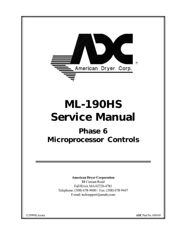 American Dryer Corp. Phase 6 Microprocessor Controls ML-190HS Service manual | Manualzz