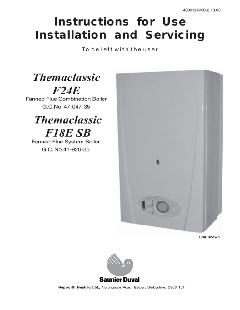 Saunier Duval THEMA F 23 E Datasheet Saunier Duval THEMA F 23 E Datasheet