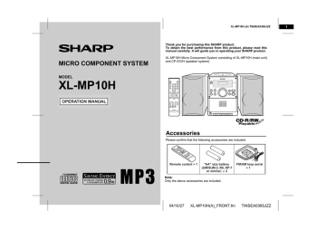 Sharp XL-S10H Specification Sharp XL-S10H Specification