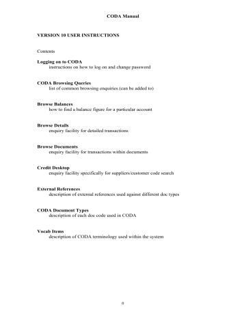 Coda V12 User manual Coda V12 User manual