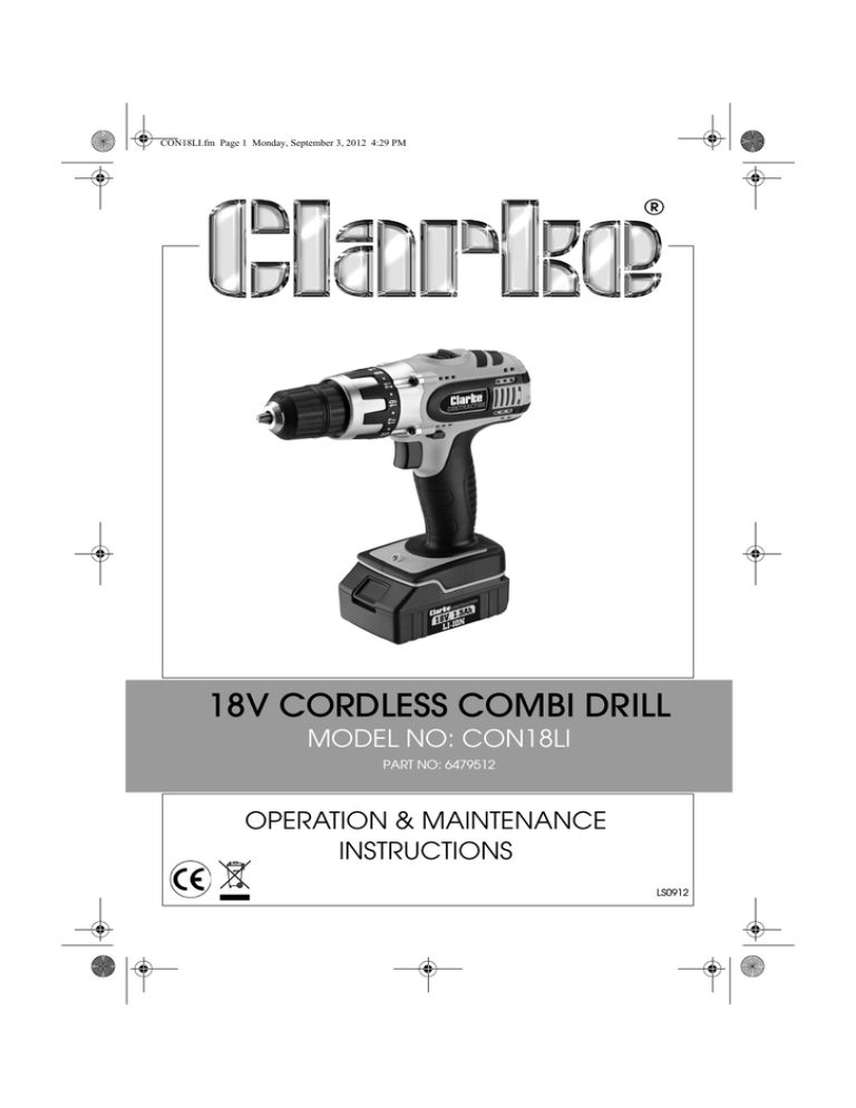 Clarke CON18LI User manual Clarke CON18LI User manual