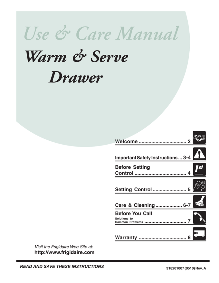 Electrolux Warm & Serve Drawer Operating instructions Electrolux Warm & Serve Drawer Operating instructions