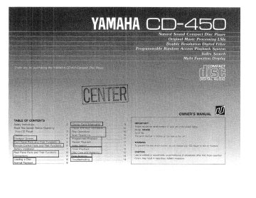 Yamaha CD-450 Owner's manual Yamaha CD-450 Owner's manual