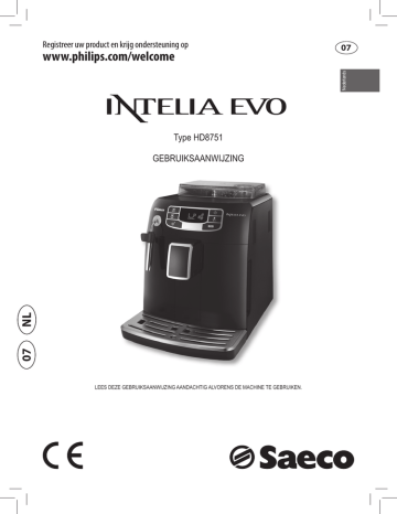 Saeco INTELIA HD8751, HD8755/01, HD8755/02 User manual Saeco INTELIA HD8751, HD8755/01, HD8755/02 User manual