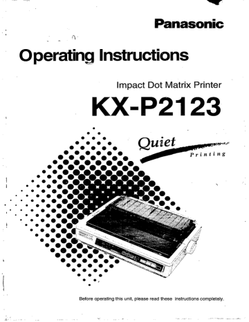 Panasonic KXP2123, EZ-Tear Operating instructions Panasonic KXP2123, EZ-Tear Operating instructions