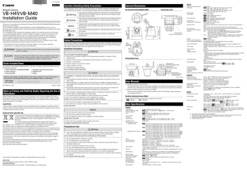 Canon VB-M40 Installation guide Canon VB-M40 Installation guide