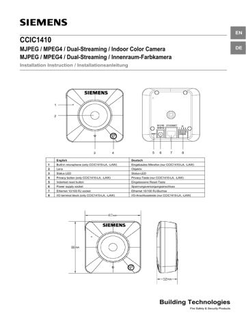 Siemens CCIC1410 Specification Siemens CCIC1410 Specification