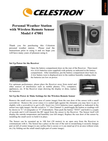 Celestron Compact Weather Station manual | Manualzz