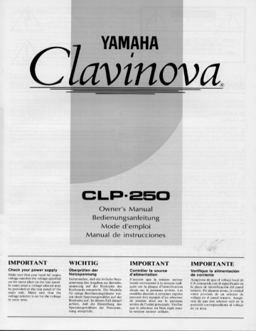 Yamaha CLP-250, 25C Owner's manual Yamaha CLP-250, 25C Owner's manual