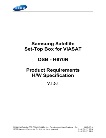 HD receiver | User manual | Samsung Satellite Set-Top Box for VIASAT DSB | Manualzz