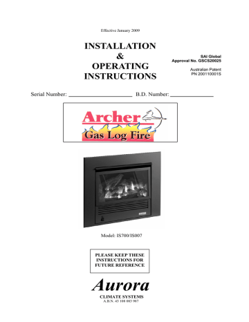 Aurora Archer IS007 Operating instructions | Manualzz