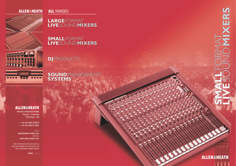 ALLEN & HEATH MixWizard WZ3 16:2 User manual ALLEN & HEATH MixWizard WZ3 16:2 User manual