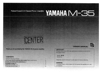 Yamaha M-35, 20M Owner's manual Yamaha M-35, 20M Owner's manual