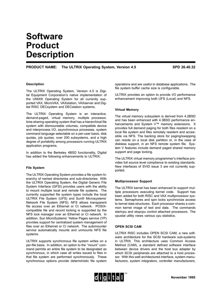 Digital Equipment Corporation DEClaser 3250 Specification Digital Equipment Corporation DEClaser 3250 Specification