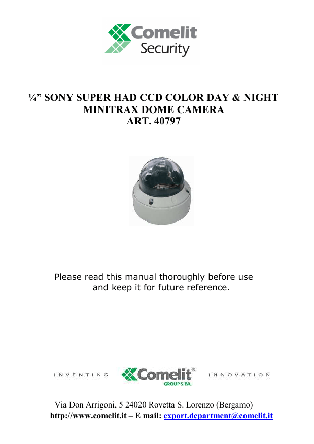 Comelit Security 40797 Operating instructions Comelit Security 40797 Operating instructions