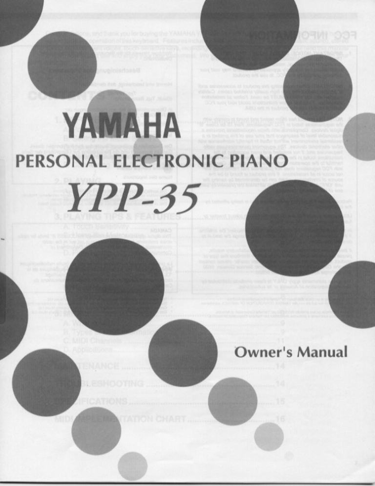 Yamaha YPP-35 Owner's manual Yamaha YPP-35 Owner's manual