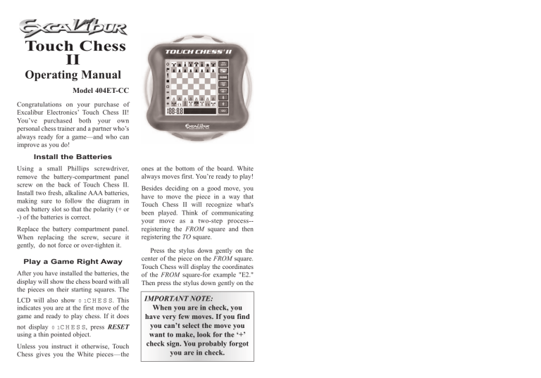 Excalibur 404ET-CC User manual Excalibur 404ET-CC User manual