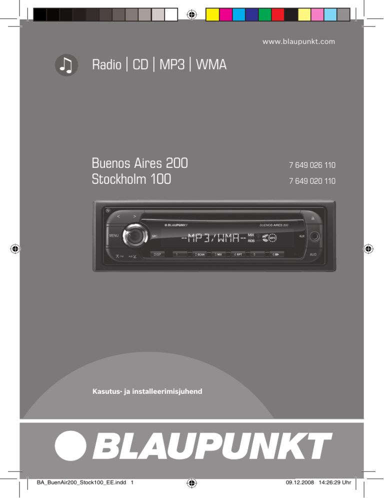 Blaupunkt BUENOS AIRES 200 7 649 026 110 User manual Blaupunkt BUENOS AIRES 200 7 649 026 110 User manual