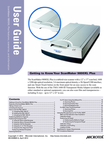 Microtek ScanMaker 9800XL Plus MRS-3200A3L User guide | Manualzz