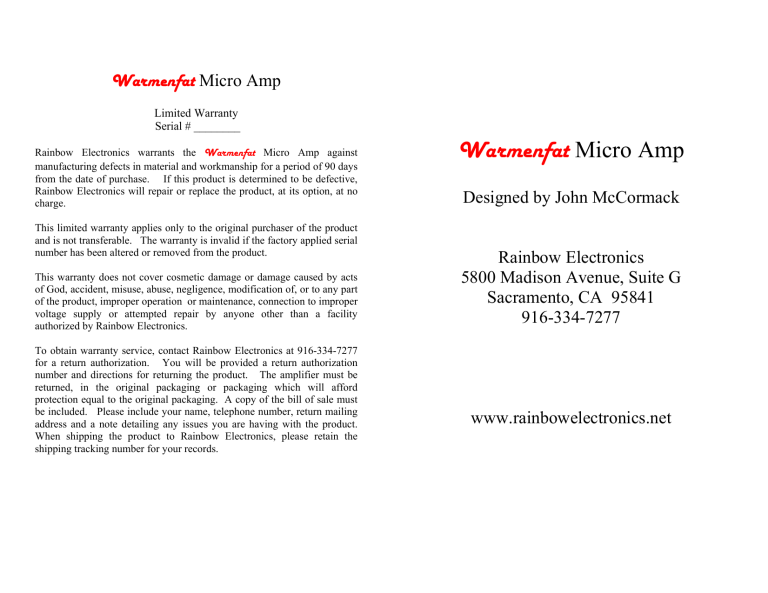 Warmenfat Micro Amp User manual Warmenfat Micro Amp User manual