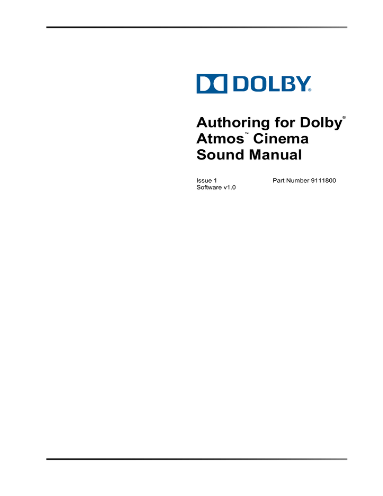 Dolby Laboratories Atmos User manual Dolby Laboratories Atmos User manual
