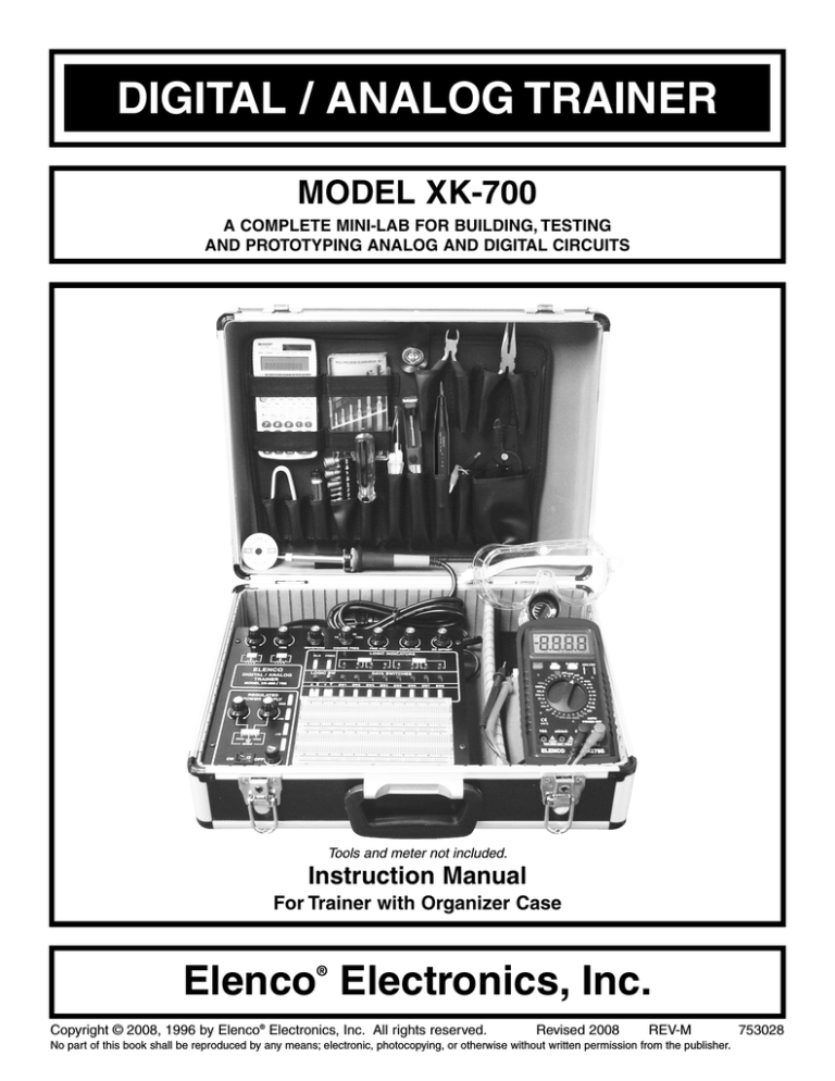 Elenco Electronics XK700, M-1007K, XK700T Owner's manual Elenco Electronics XK700, M-1007K, XK700T Owner's manual