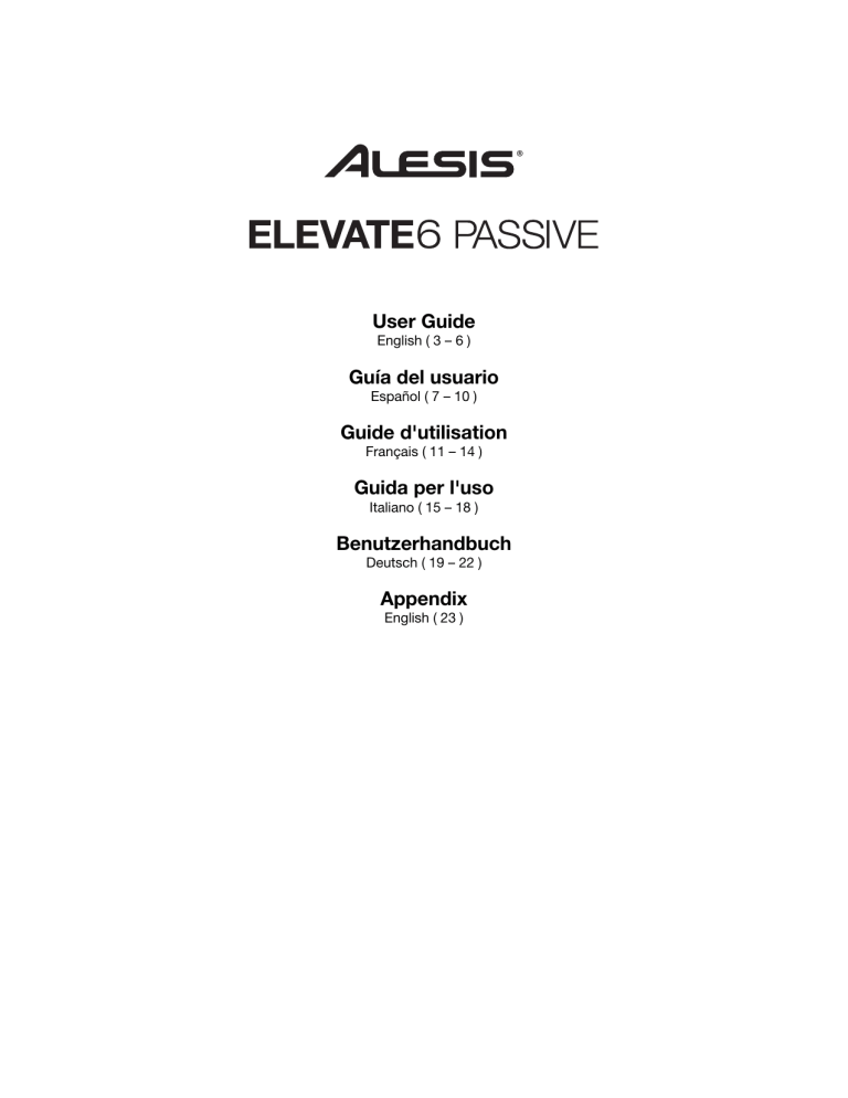 Alesis Elevate6 Passive User manual Alesis Elevate6 Passive User manual